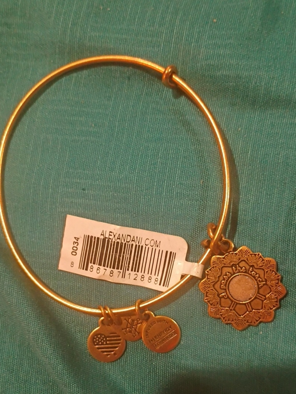 NWT Alex and Ani Gold Tone 'Mother Of The Bride' Floral Charm Bangle